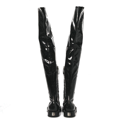 Givenchy Patent Squared Over The Knee Flat Boots 36 Black 6 of 11