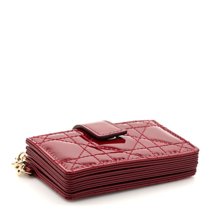 Christian Dior Patent Cannage Lady Dior 5-Gusset Card Holder Scarlet 4 of 8