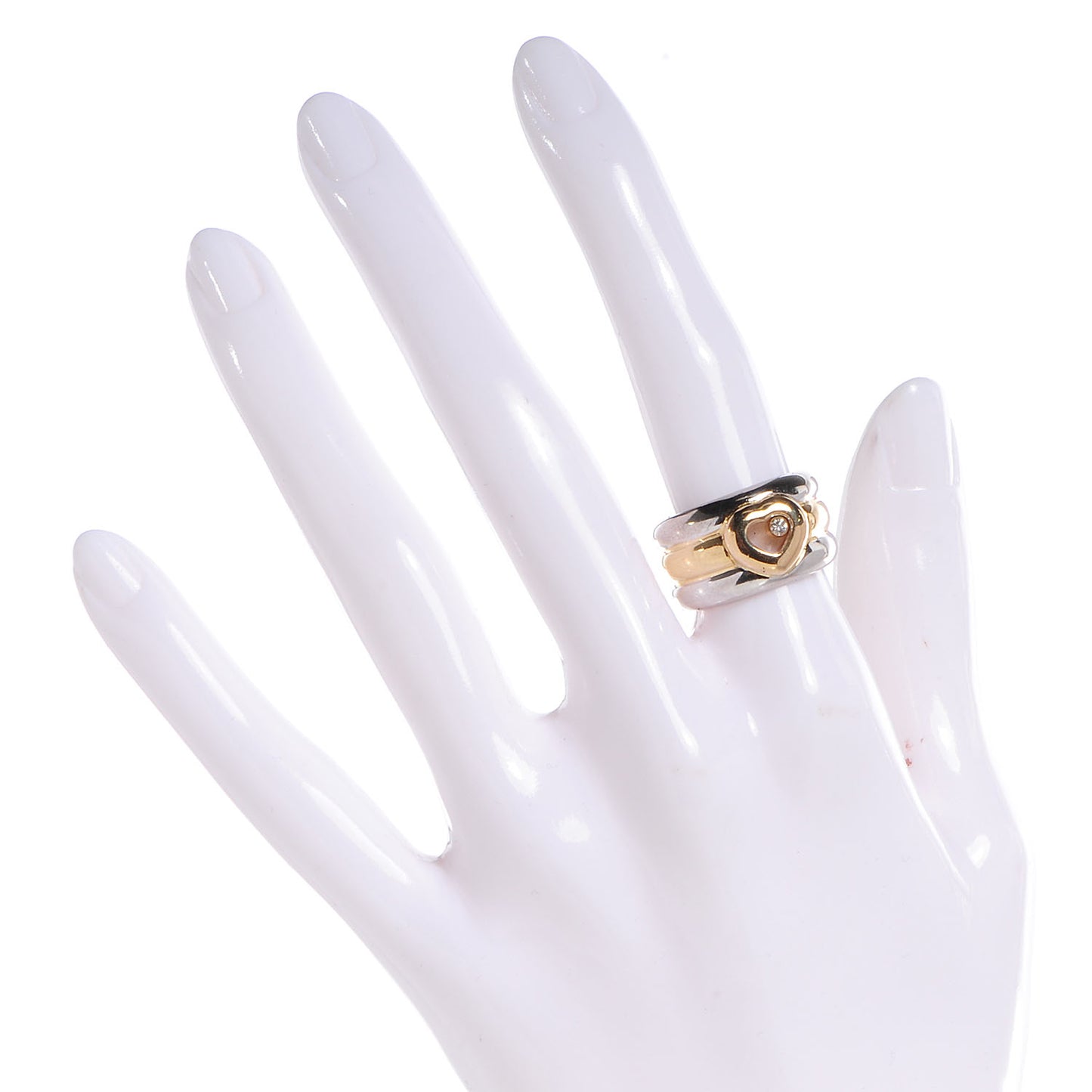 18k White and Yellow Gold Happy Diamonds Heart Ring 6.5