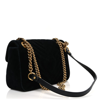 Gucci Velvet Matelasse Small GG Marmont Shoulder Bag Black 3 of 10