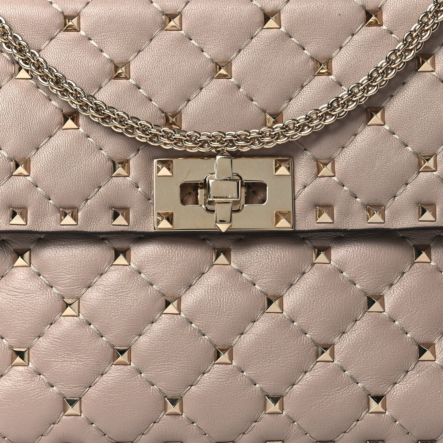 Lambskin Medium Rockstud Spike Shoulder Bag Poudre