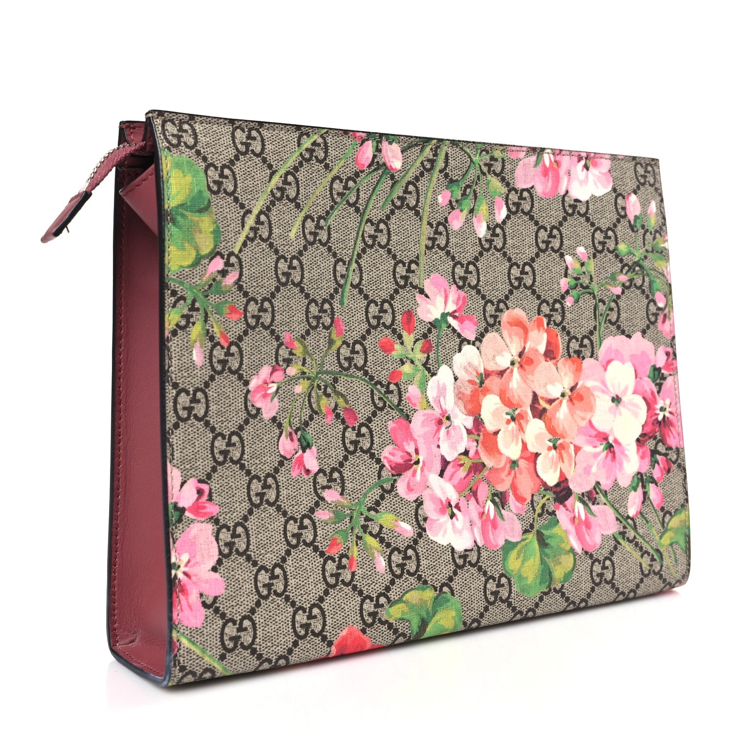 Gucci GG Supreme Monogram Blooms Large Cosmetic Case Beige Multicolor Dry Rose 3 of 9