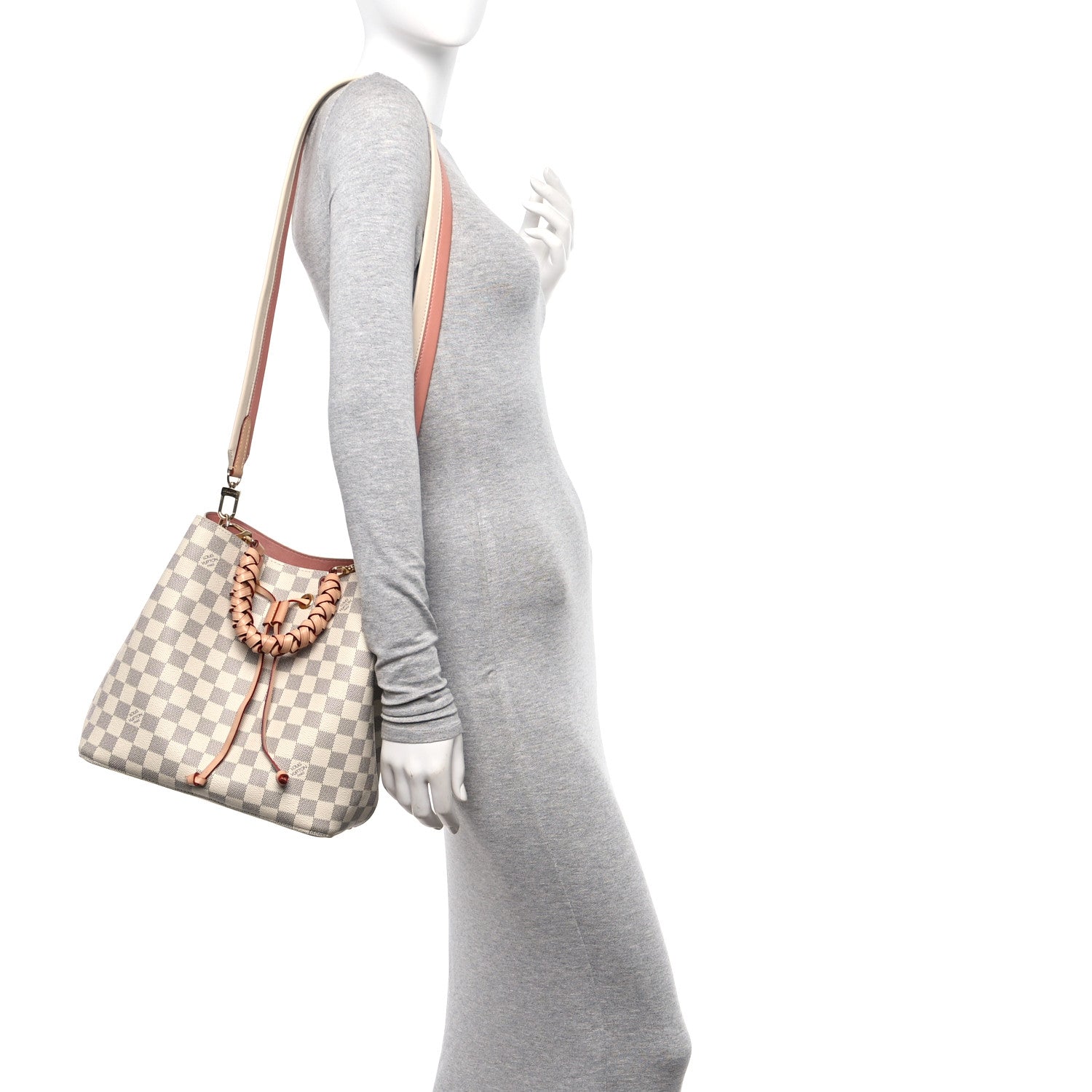 Louis Vuitton Damier Azur Braided Neonoe BB Pink 2 of 12
