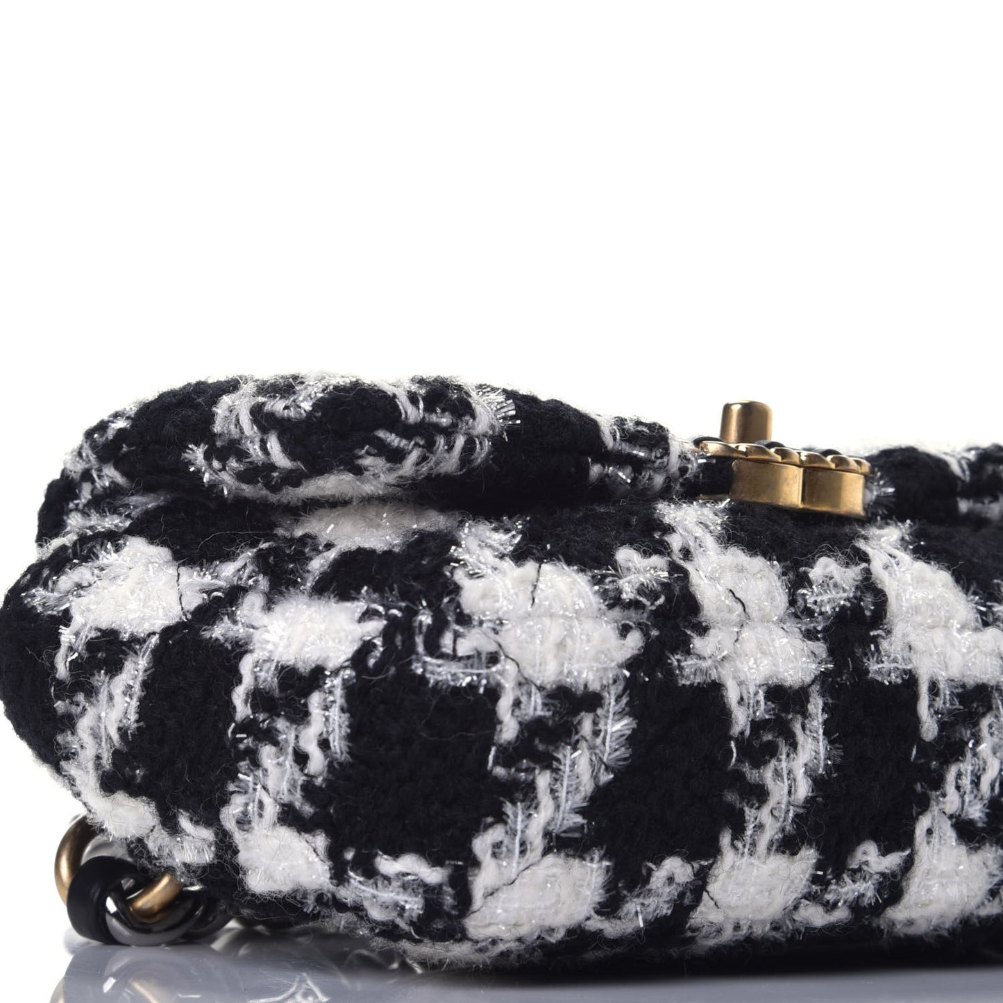 Tweed Quilted Chanel 19 Waist Bag Black Ecru White
