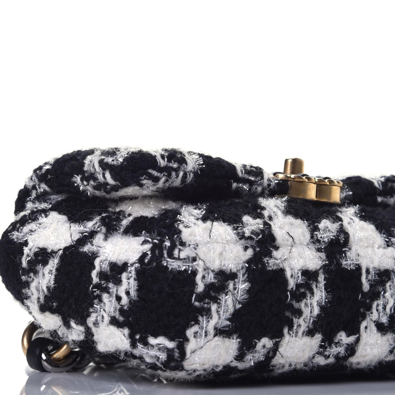Chanel Tweed Quilted Chanel 19 Waist Bag Black Ecru White 8 of 10
