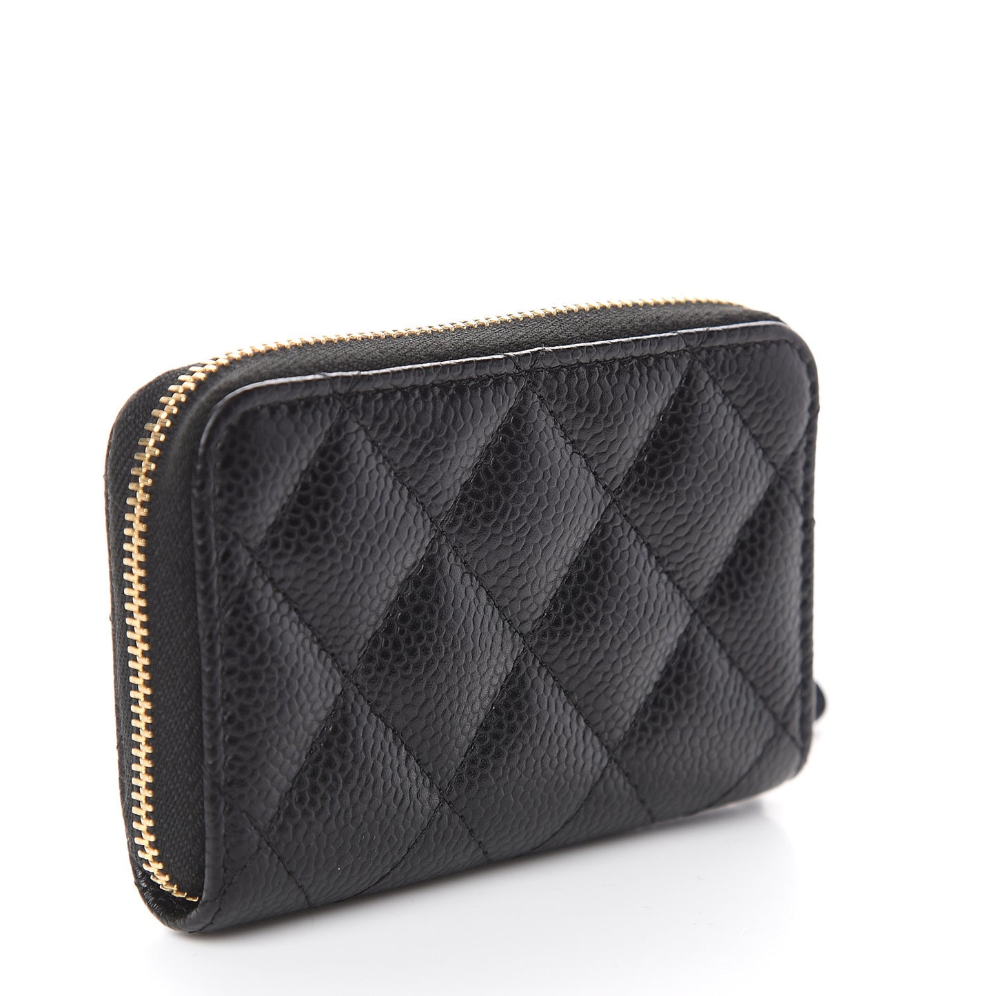 Caviar Quilted Zip Coin Purse Black
