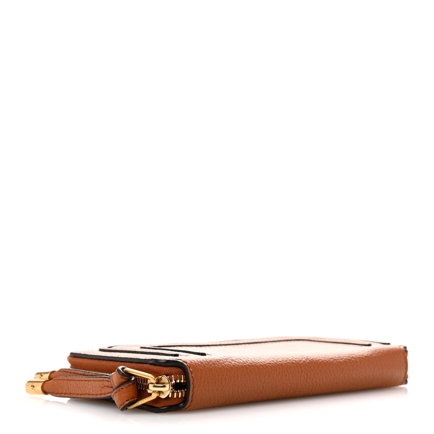 Grained Calfskin Marcie Long Zip Around Wallet Tan