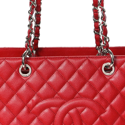Chanel Caviar Quilted XL Grand Shopping Tote GST Red 8 of 10
