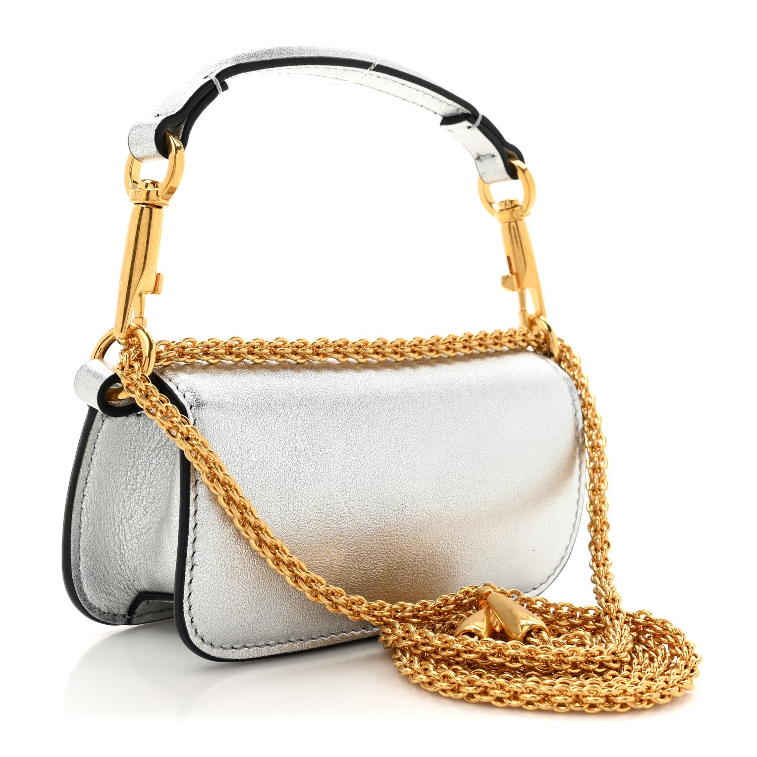Valentino Garavani Laminated Calfskin Crystal Vlogo Micro Loco Shoulder Bag Silver Crystal 3 of 10