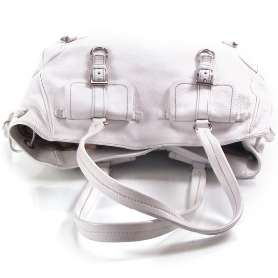 Leather Multi Pocket Hobo White