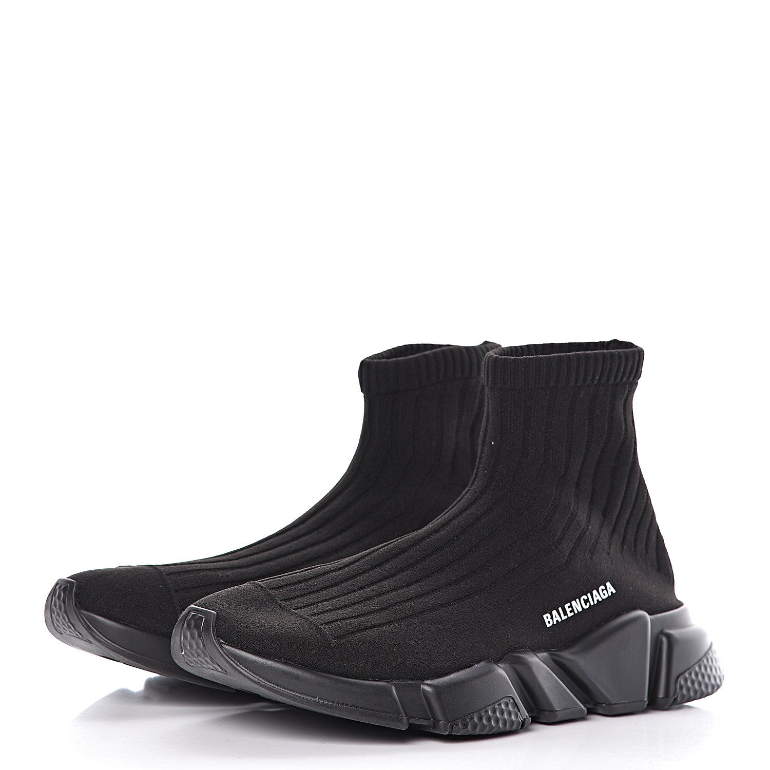 Balenciaga Ribbed Effect Knit Mens Speed Sneakers 42 Black 3 of 10