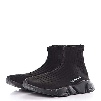 Balenciaga Ribbed Effect Knit Mens Speed Sneakers 42 Black 3 of 10