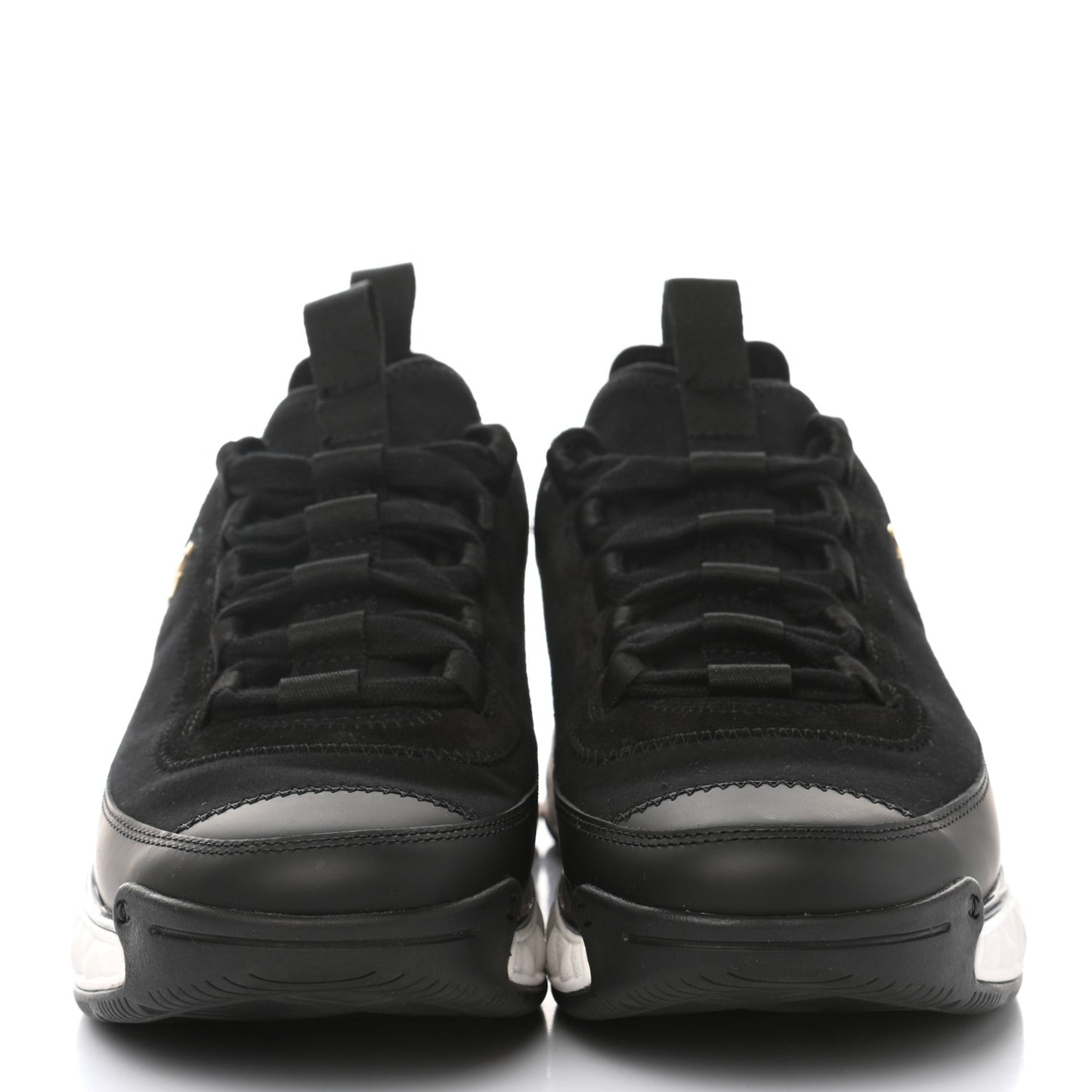 Velvet Calfskin Mixed Fibers CC Sneakers 38 Black
