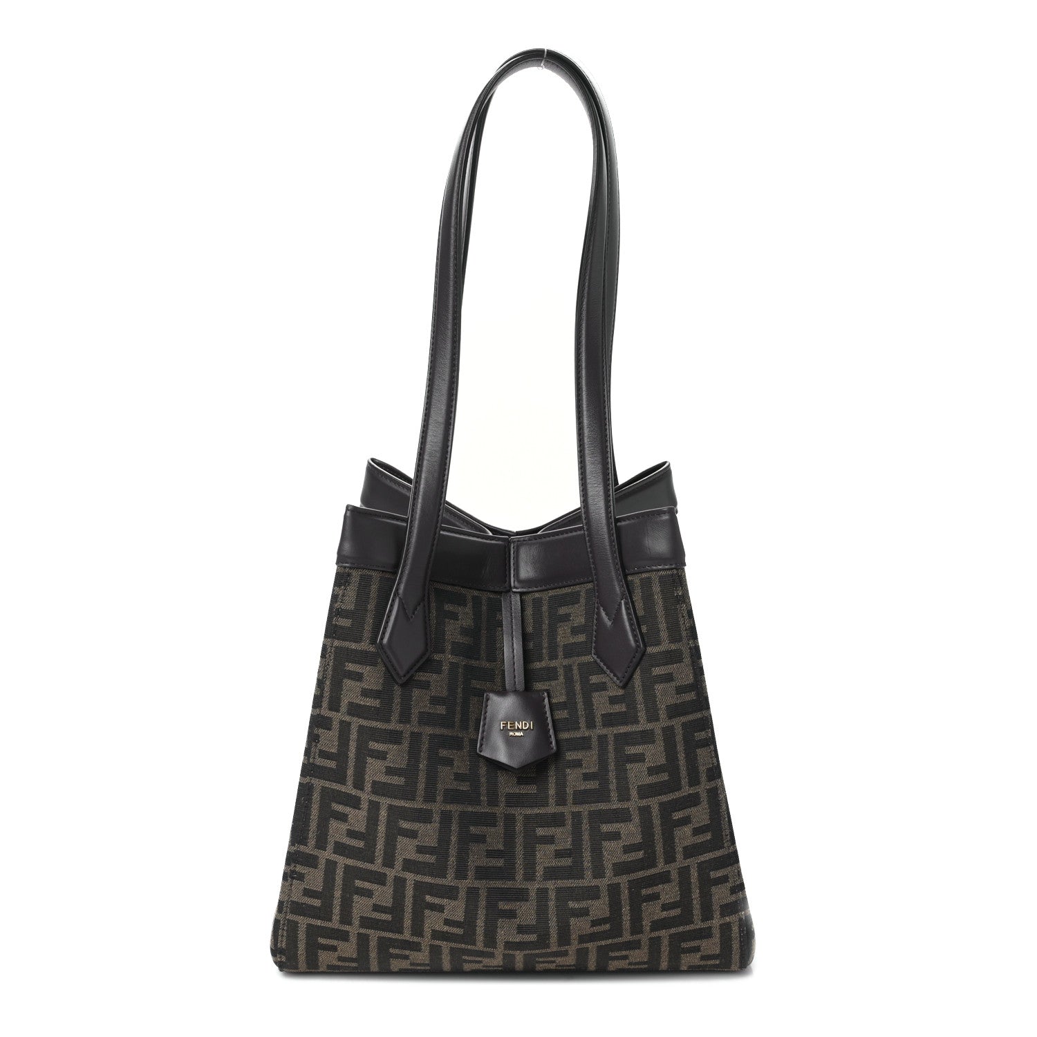 Fendi Fabric Jacquard Vitello Grace FF 1974 Medium Fendi Origami Tobacco Moro Ebano 1 of 8