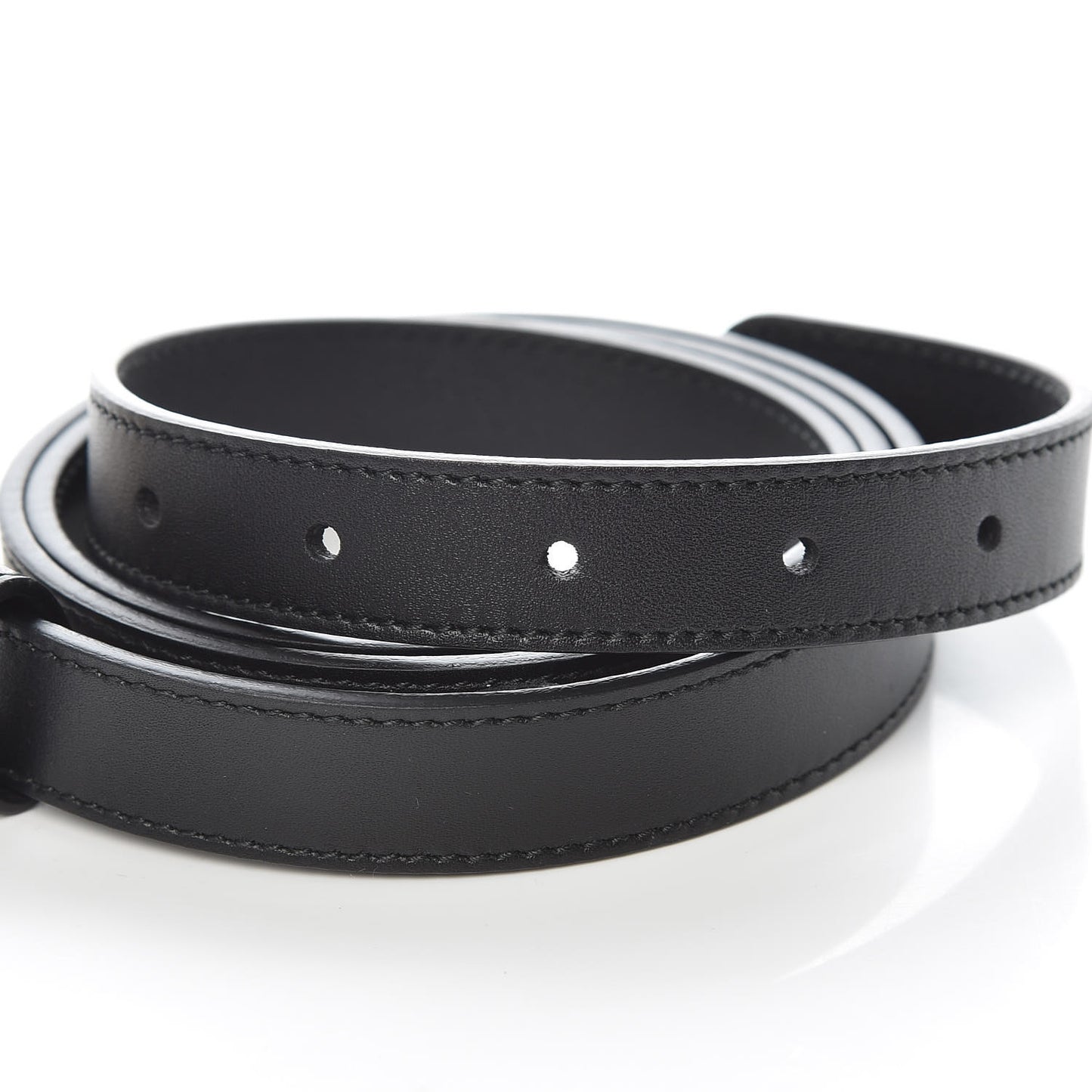 Calfskin Pearl Double G 20mm Belt 100 40 Black Cream