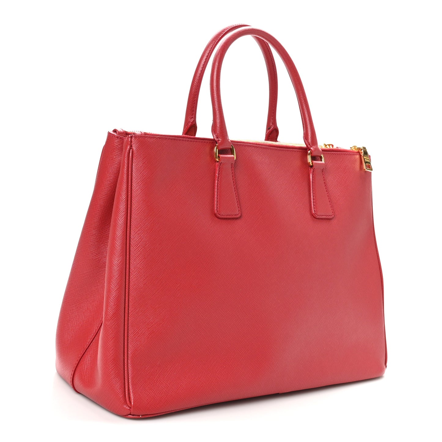 Saffiano Lux Large Double Zip Tote Fuoco