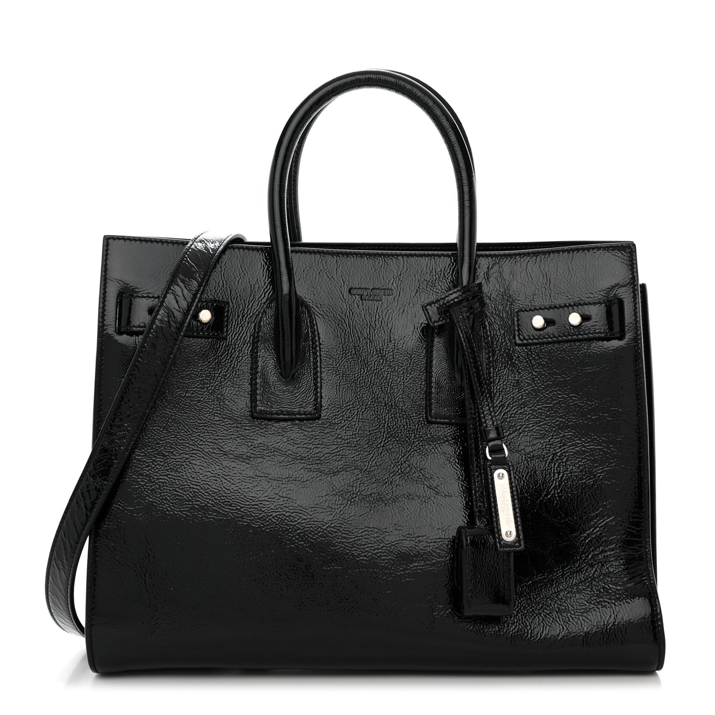 Textured Patent Calfskin Small Sac De Jour Black