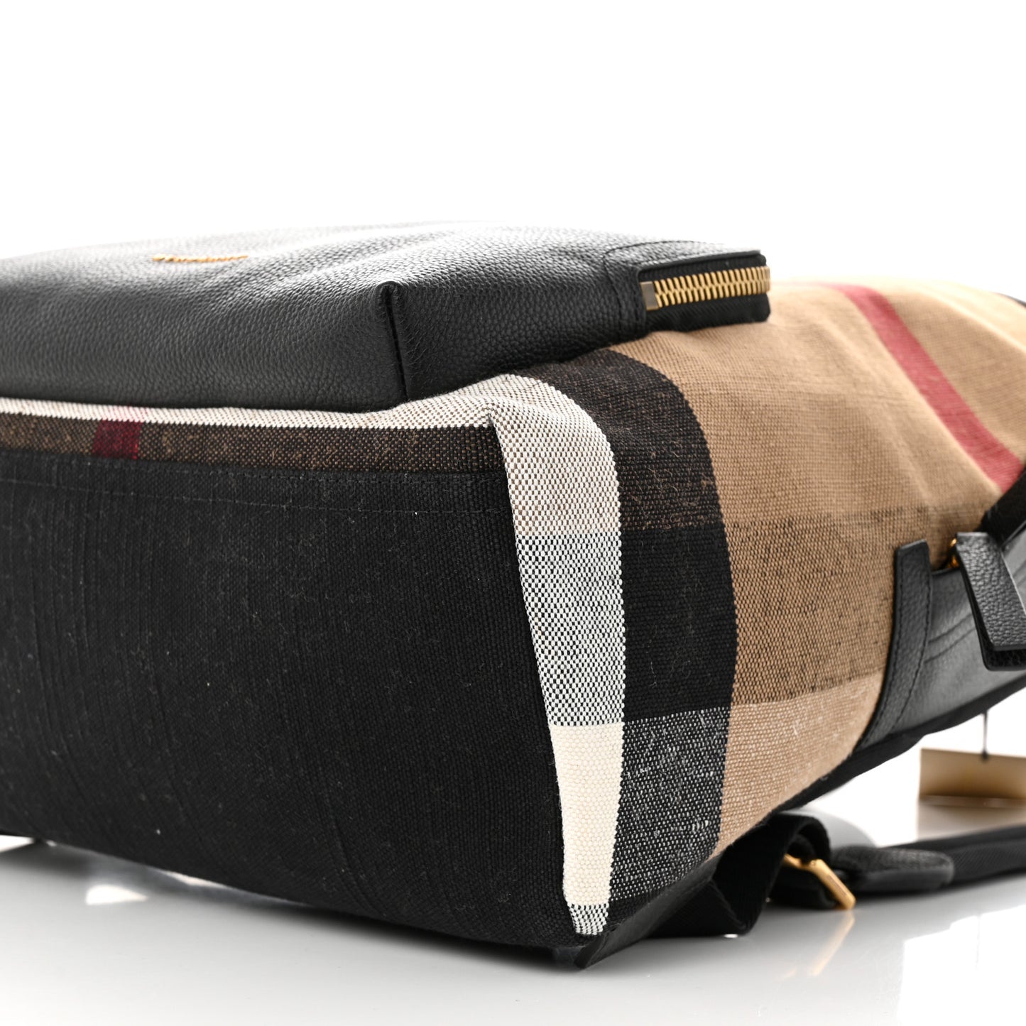 Mega Check Calfskin Abbeydale Simple Backpack Black Camel