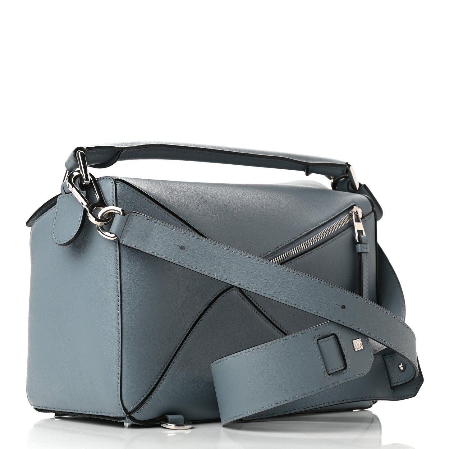 Calfskin Medium Puzzle Bag Gunmetal Light Blue
