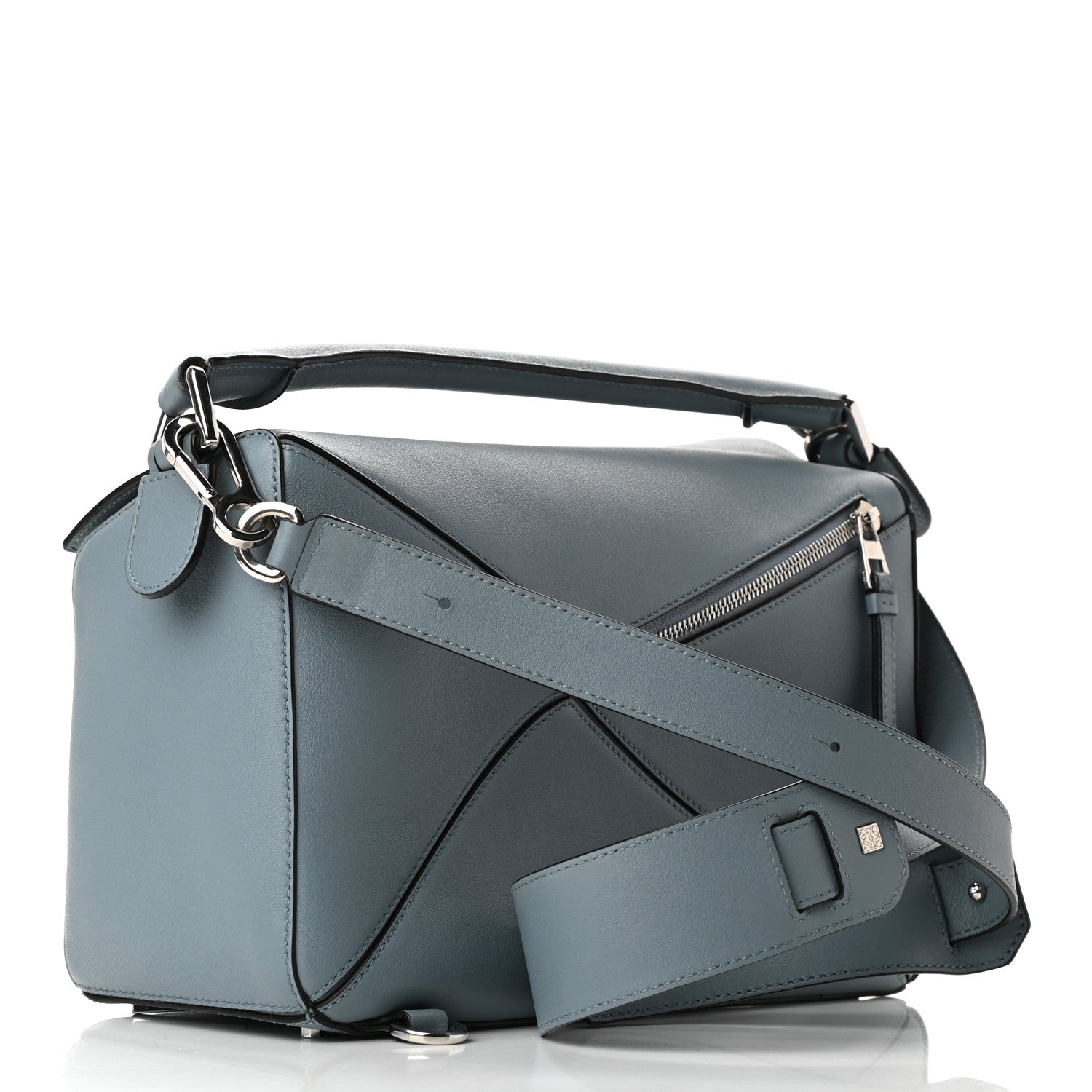 Loewe Calfskin Medium Puzzle Bag Gunmetal Light Blue 2 of 9