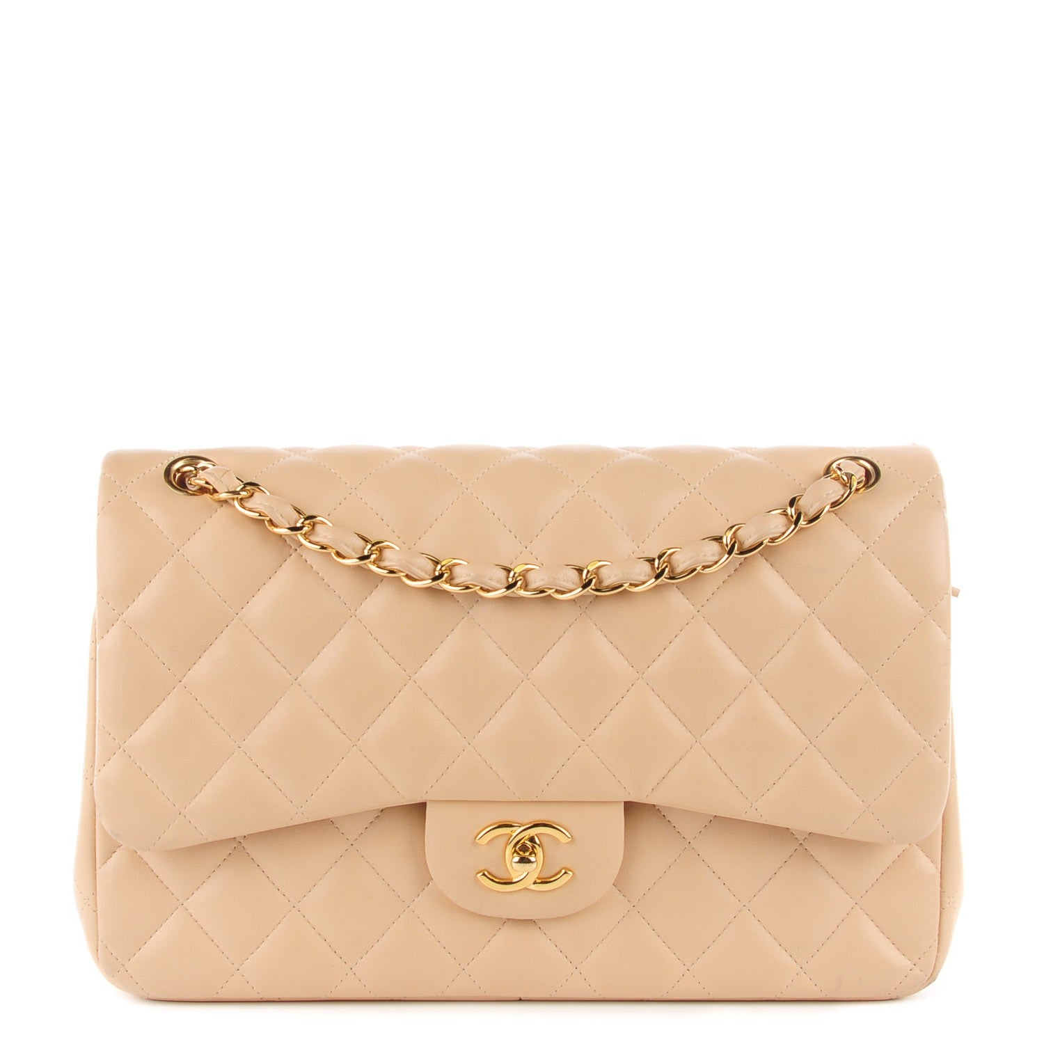 Chanel Lambskin Quilted Jumbo Double Flap Beige 1 of 7