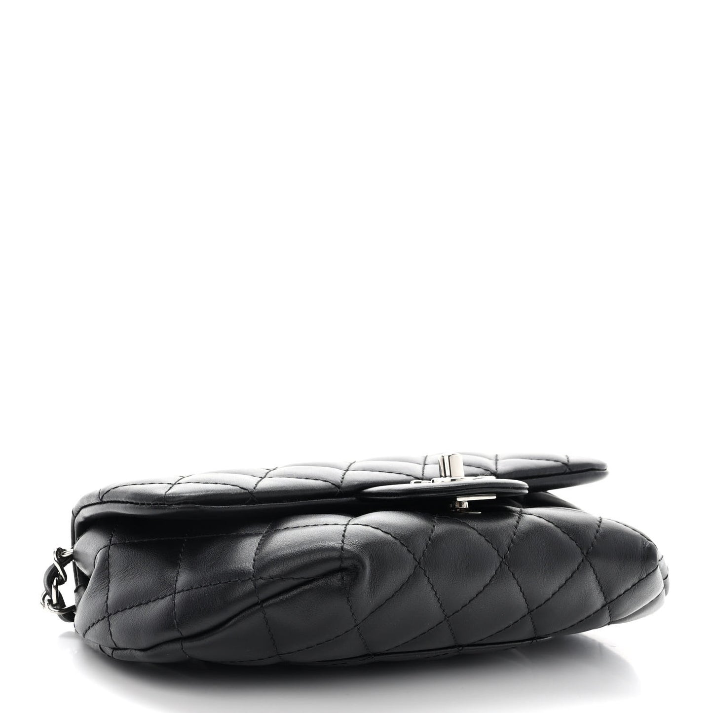 Calfskin Quilted CC Uniform Flap Belt Bag Black