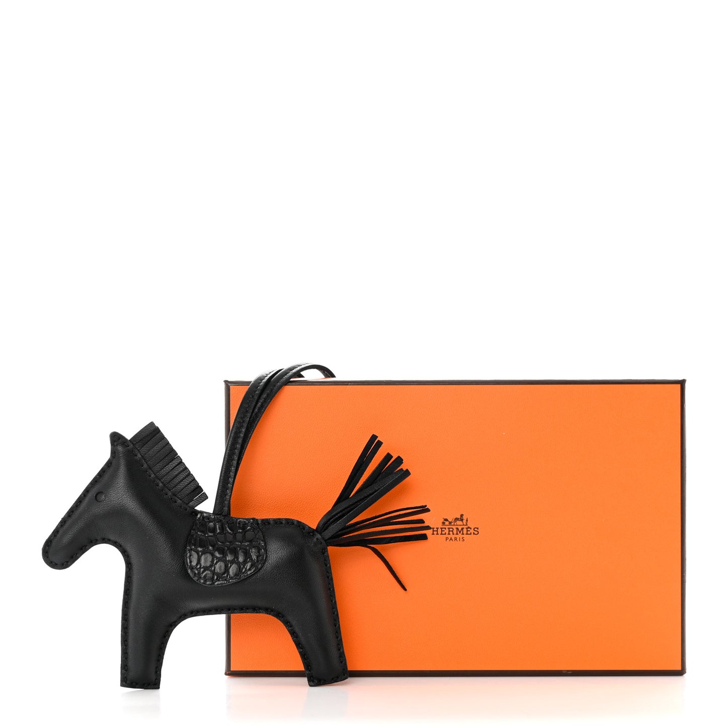Milo Lambskin Matte Alligator Touch Grigri Rodeo Horse Bag Charm MM So Black