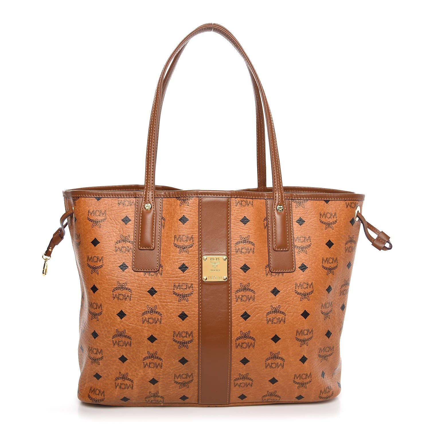 MCM Visetos Medium Liz Reversible Shopper Tote Cognac 1 of 13