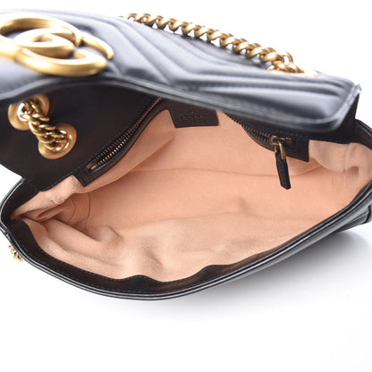 Gucci Calfskin Matelasse Small GG Marmont Shoulder Bag Black 7 of 13