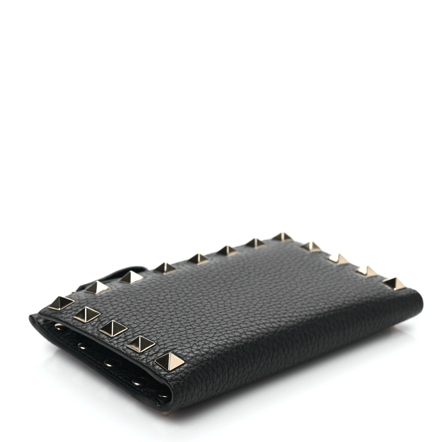 Valentino Garavani Calfskin Rockstud Compact Bi-Fold Wallet Black 4 of 7