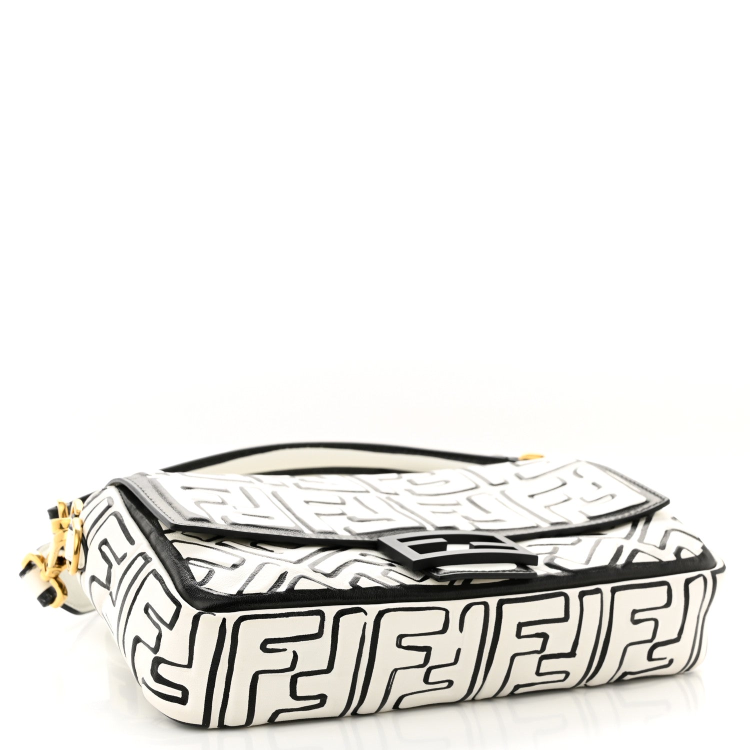 Fendi X JOSHUA VIDES Nappa FF Embossed Baguette White Black 4 of 10