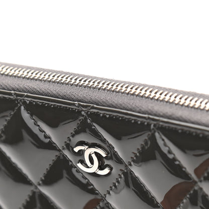 Chanel Patent Calfskin Zip Around Wallet Dark Grey 10 of 11