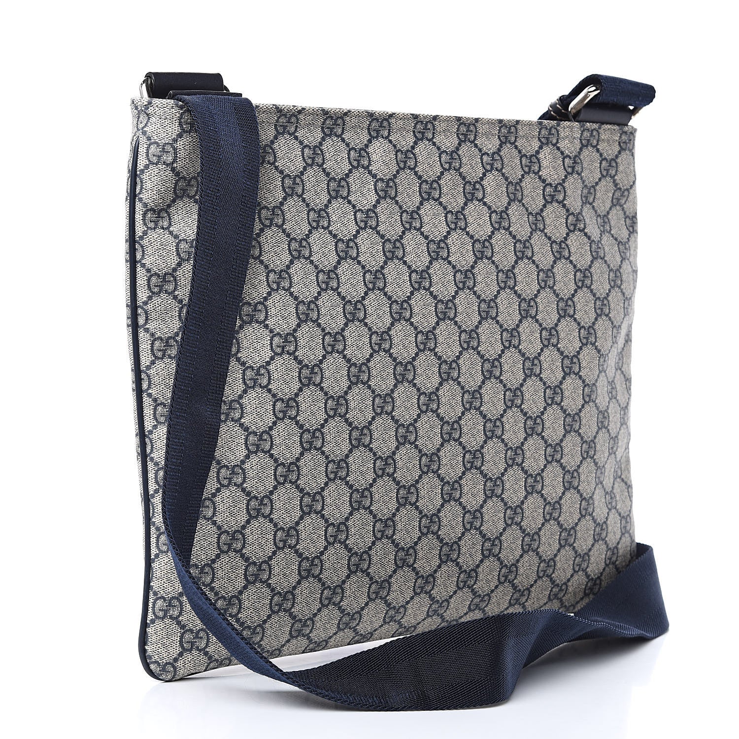 Gucci GG Plus Monogram Large Flat Messenger Bag Beige Blue 3 of 10