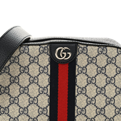 Gucci GG Supreme Monogram Textured Dollar Calfskin Web Small Ophidia Camera Bag Beige Blue 8 of 12
