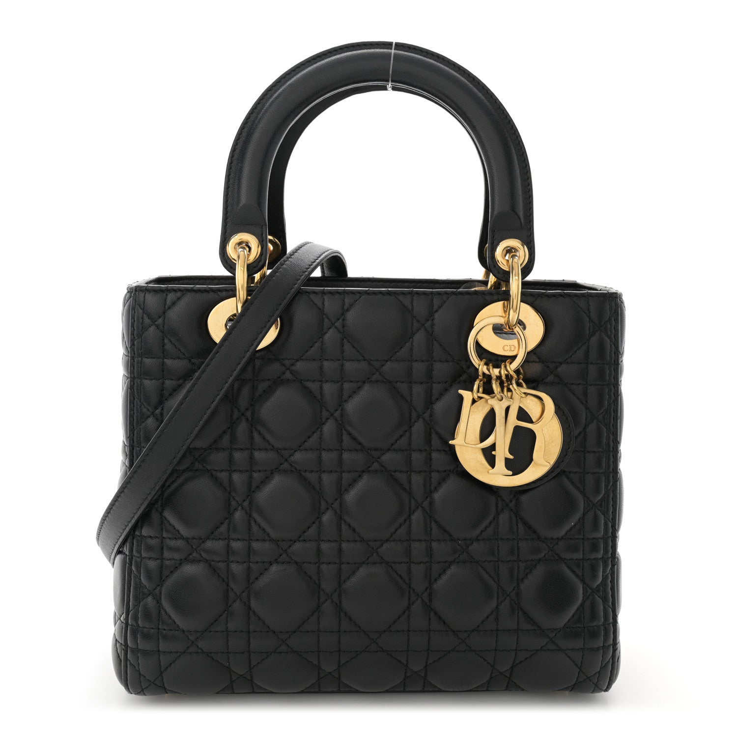 Christian Dior Lambskin Cannage Medium Lady Dior Black 1 of 12