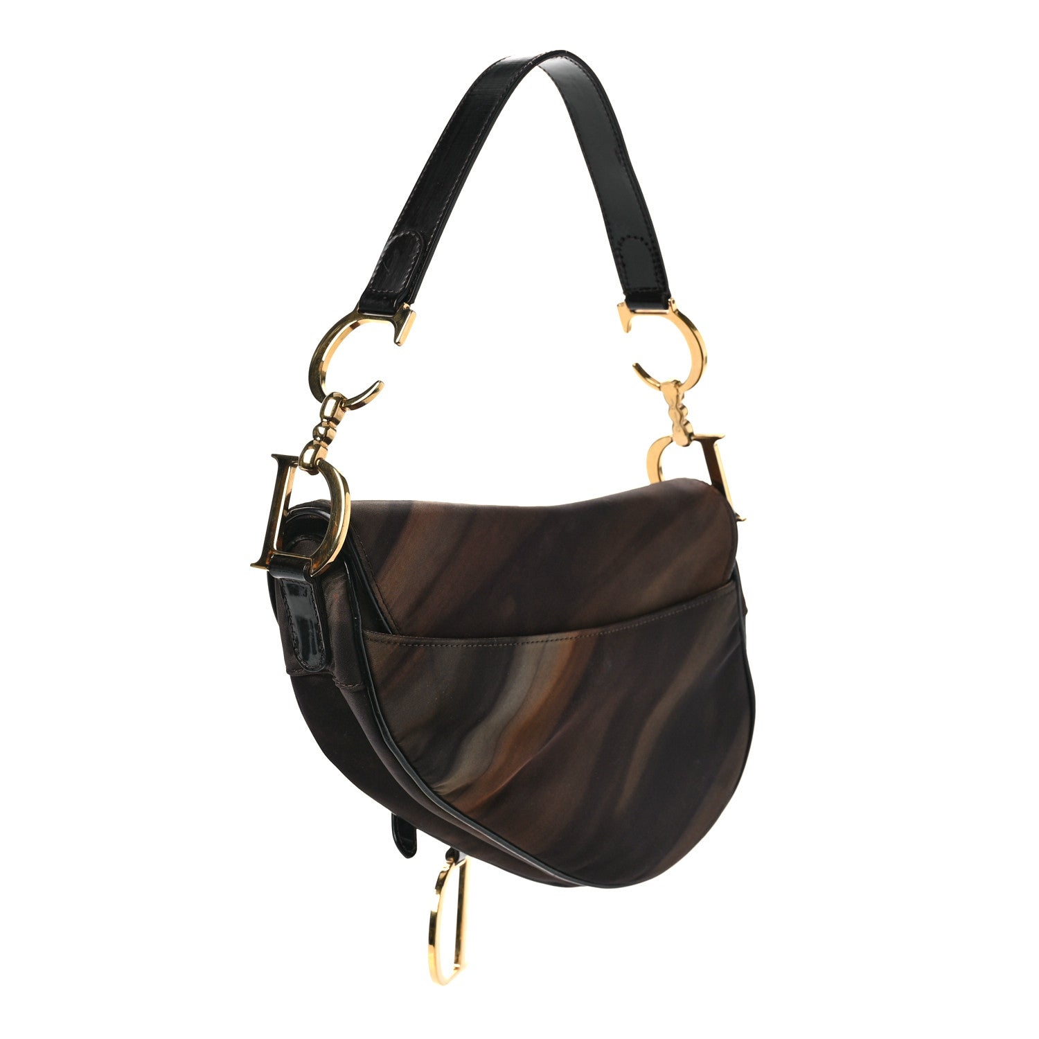 Christian Dior Satin Saddle Bag Brown Multicolor 2 of 6