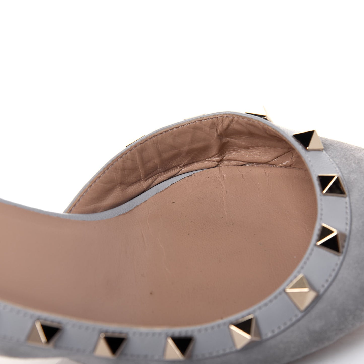 Suede Nappa Rockstud Half D'Orsay Slingback 50mm Pumps 37 Pastel Grey