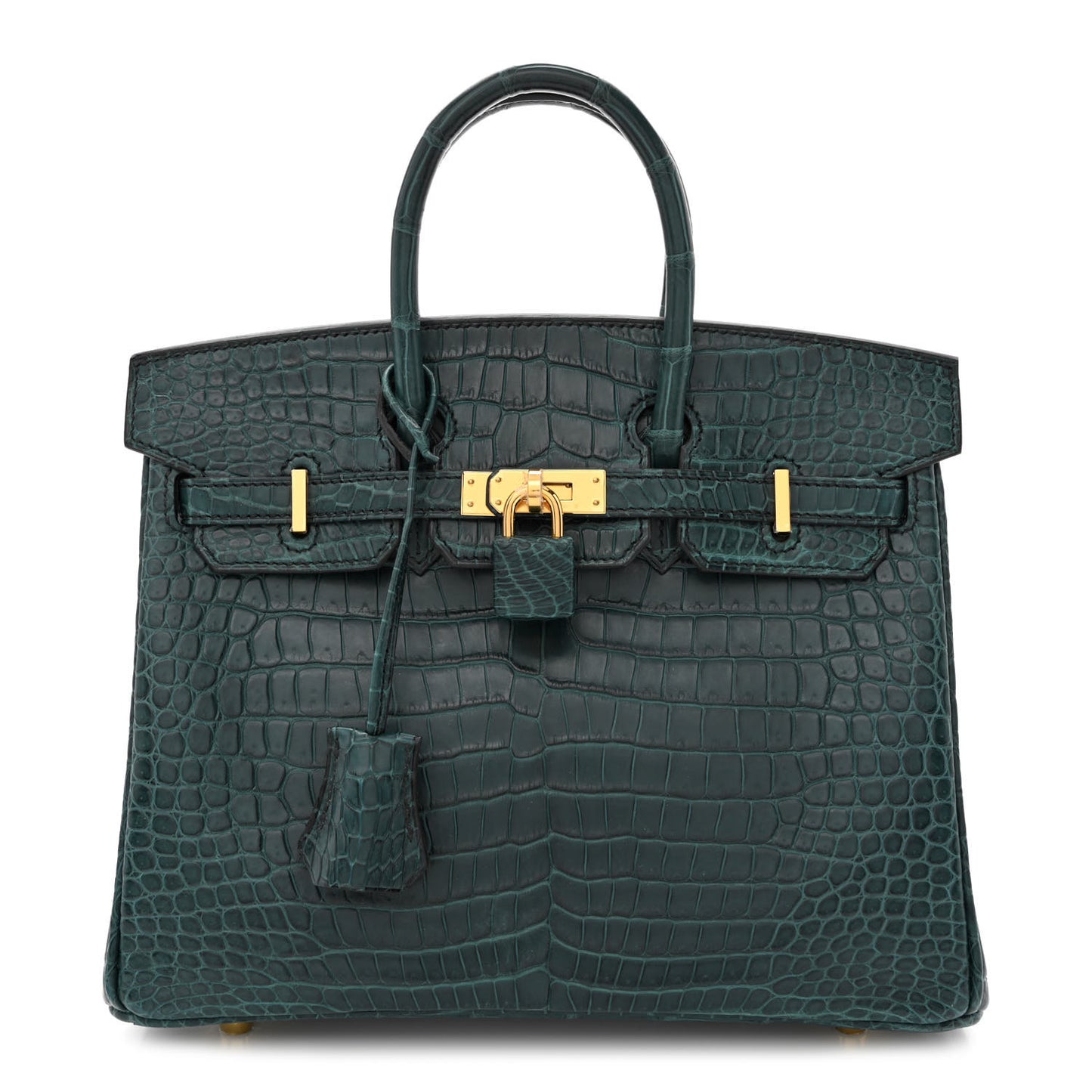 Matte Porosus Crocodile Birkin 25 Vert Rousseau