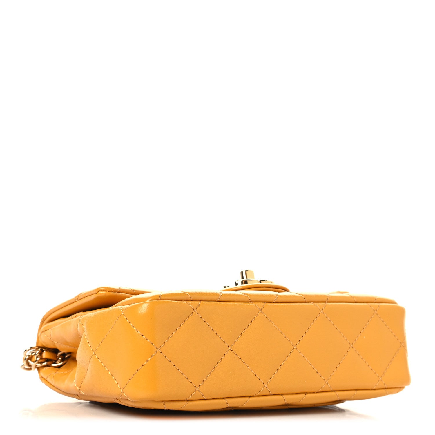 Chanel Shiny Lambskin Quilted Golden Links Top Handle Flap Yellow 4 of 10