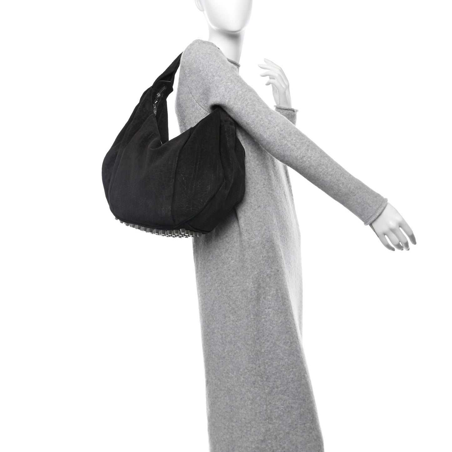 Suede Morgan Hobo Black Silver Hardware