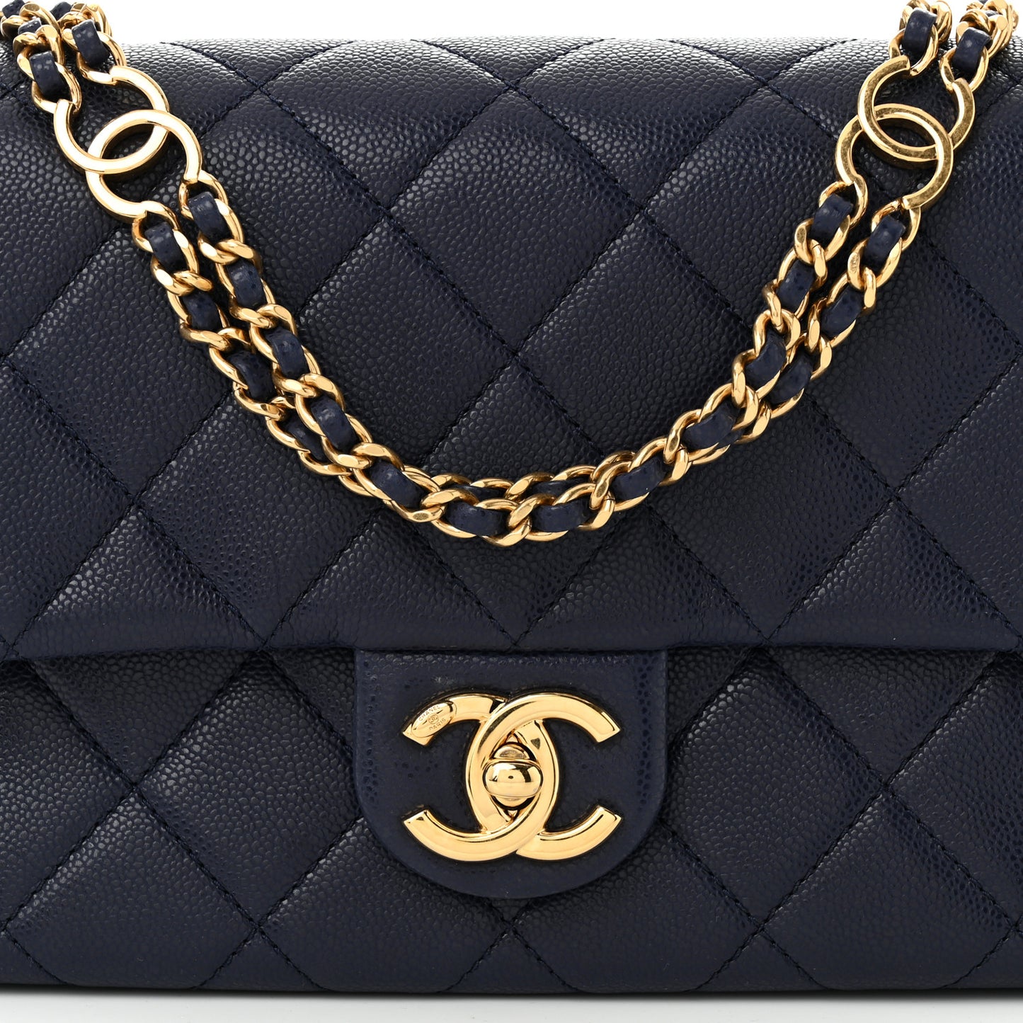 Caviar Quilted Small CC You Flap Navy