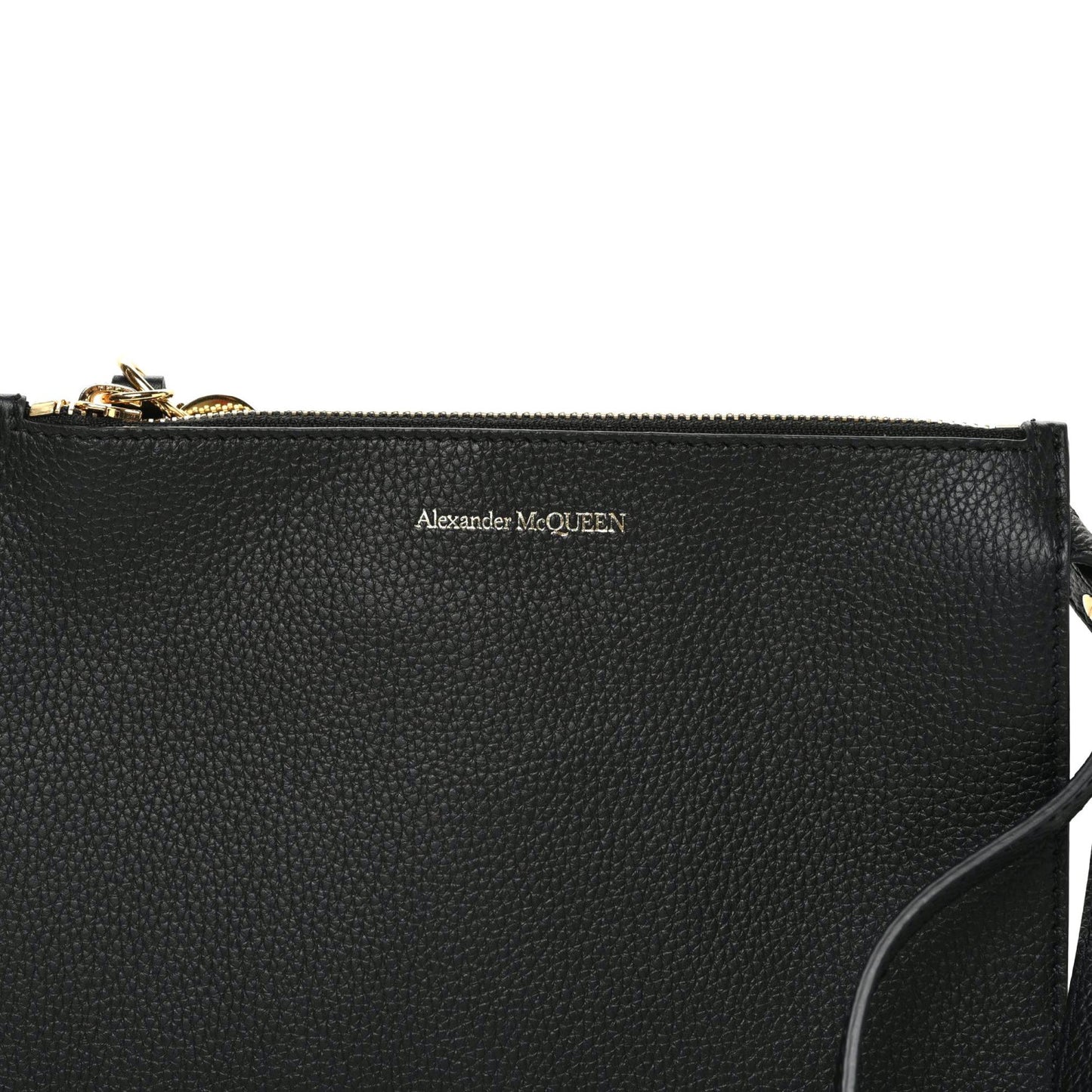 Calfskin Skull Wristlet Pouch Black