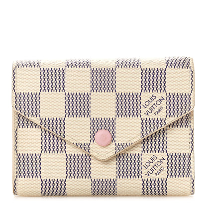 Louis Vuitton Damier Azur Victorine Wallet Rose Ballerine 1 of 9