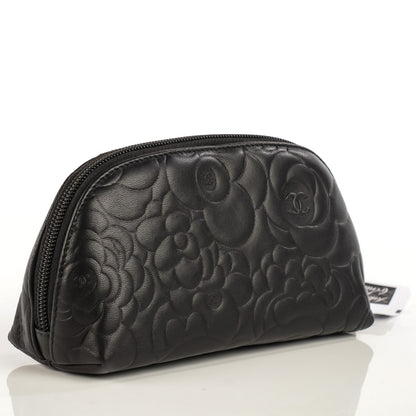 Chanel Lambskin Camellia Embossed Cosmetic Case Black 3 of 8