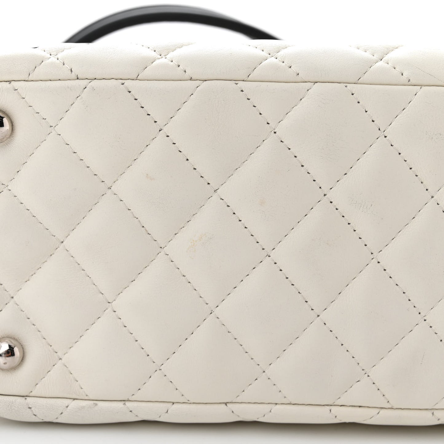 Calfskin Quilted Large Cambon Bowler White Black