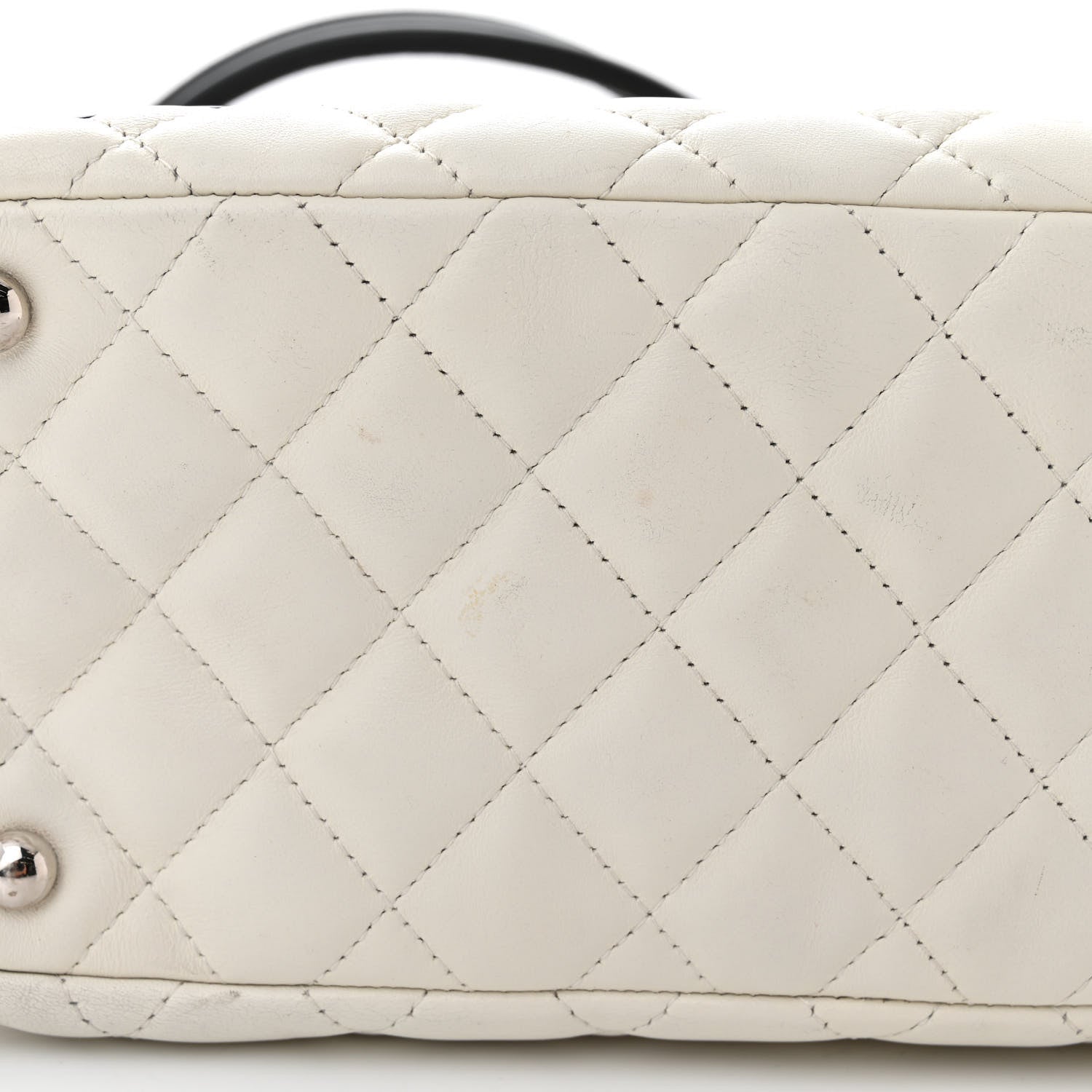 Chanel Calfskin Quilted Large Cambon Bowler White Black 12 of 14