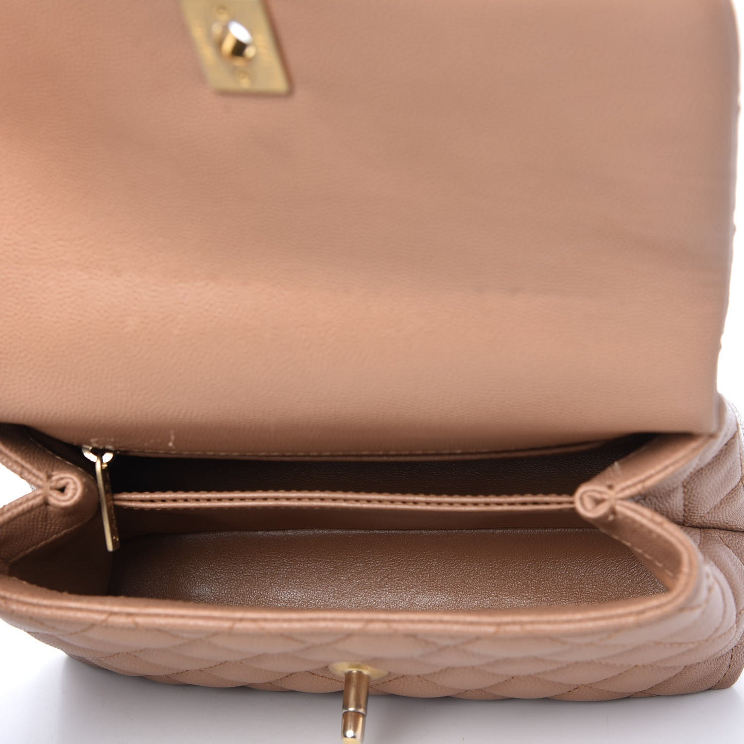 Caviar Lizard Quilted Mini Coco Handle Flap Beige
