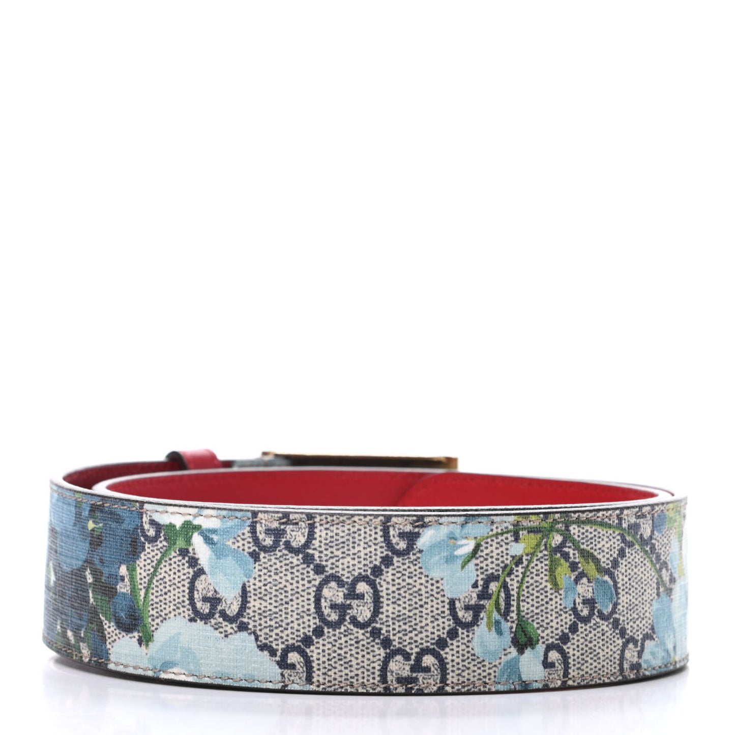 GG Plus Monogram Blooms Plaque Belt 75 30 Blue