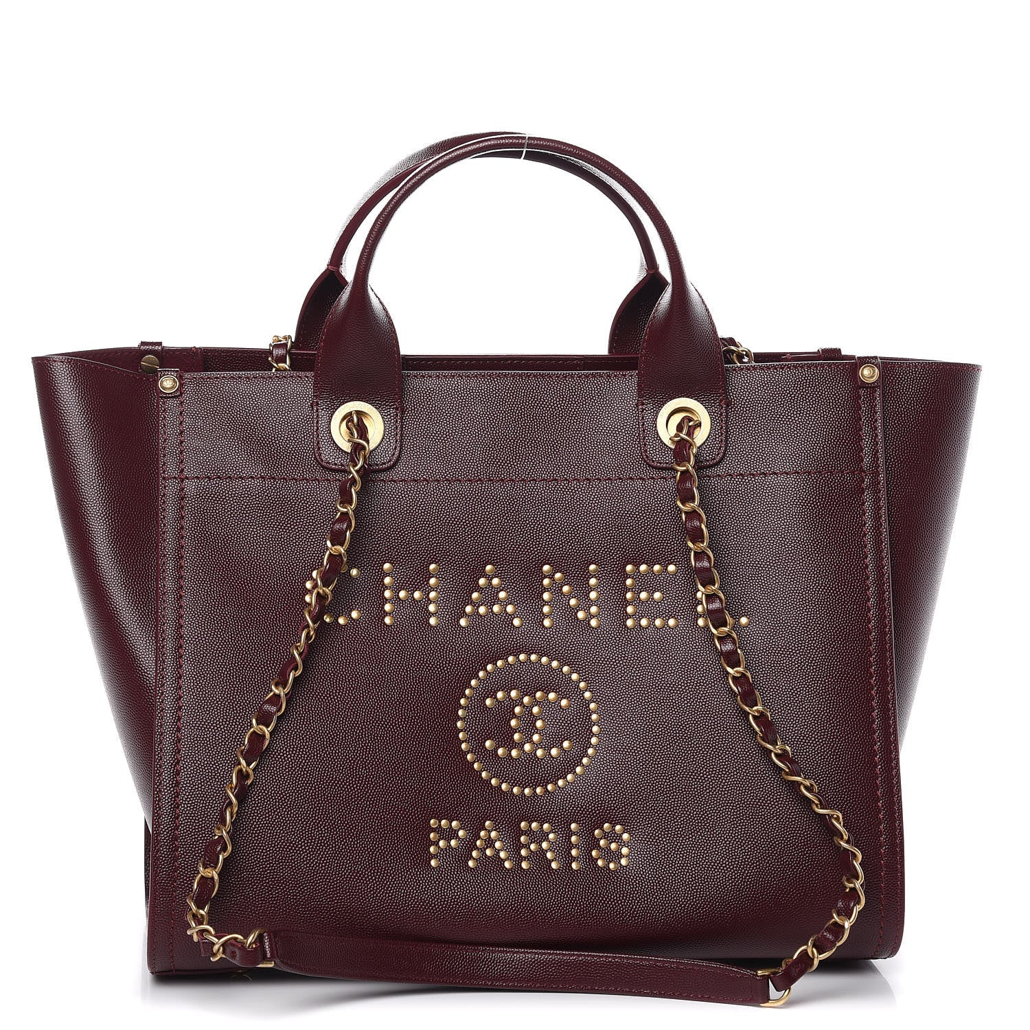 Chanel Caviar Small Studded Deauville Tote Burgundy 1 of 11