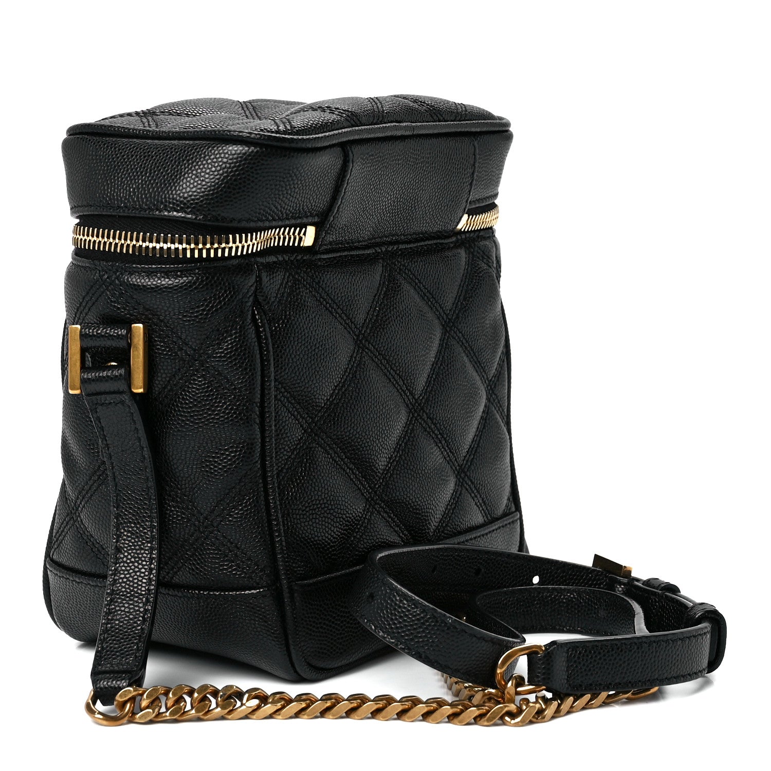 Saint Laurent Grain de Poudre Quilted 80's Vanity Bag Black 3 of 11